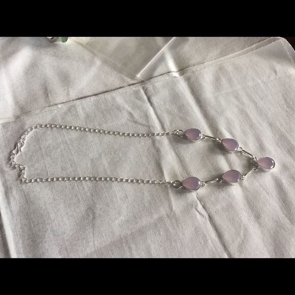 NWOT Sterling Silver Rose Quartz Adj. Necklace - Picture 5 of 12